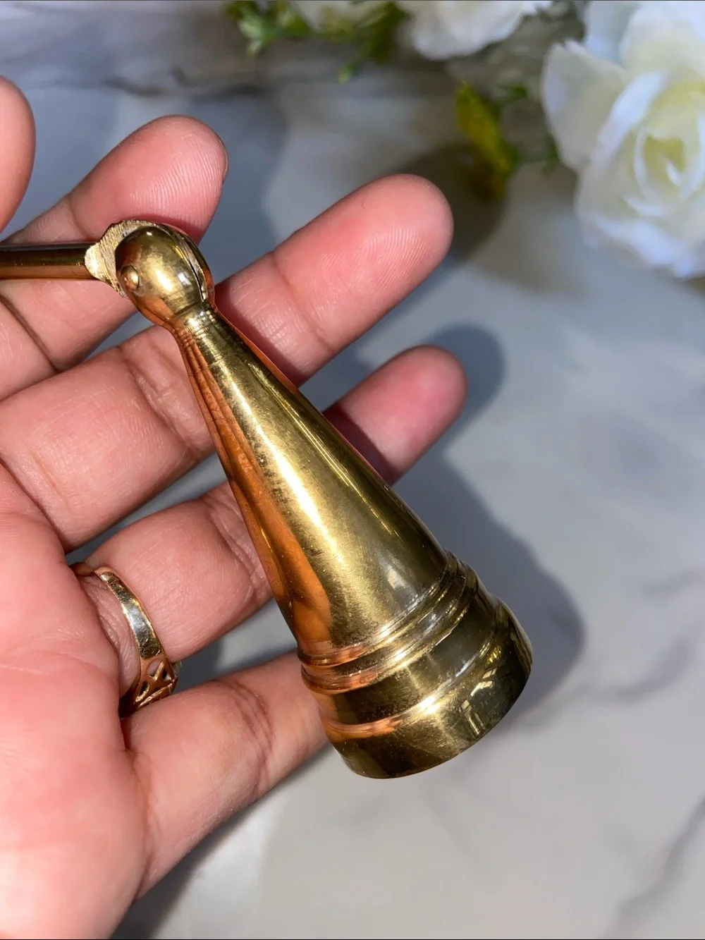 Vintage Brass Candle Snuffer with Long Handle - Classic Home Bath Accessory